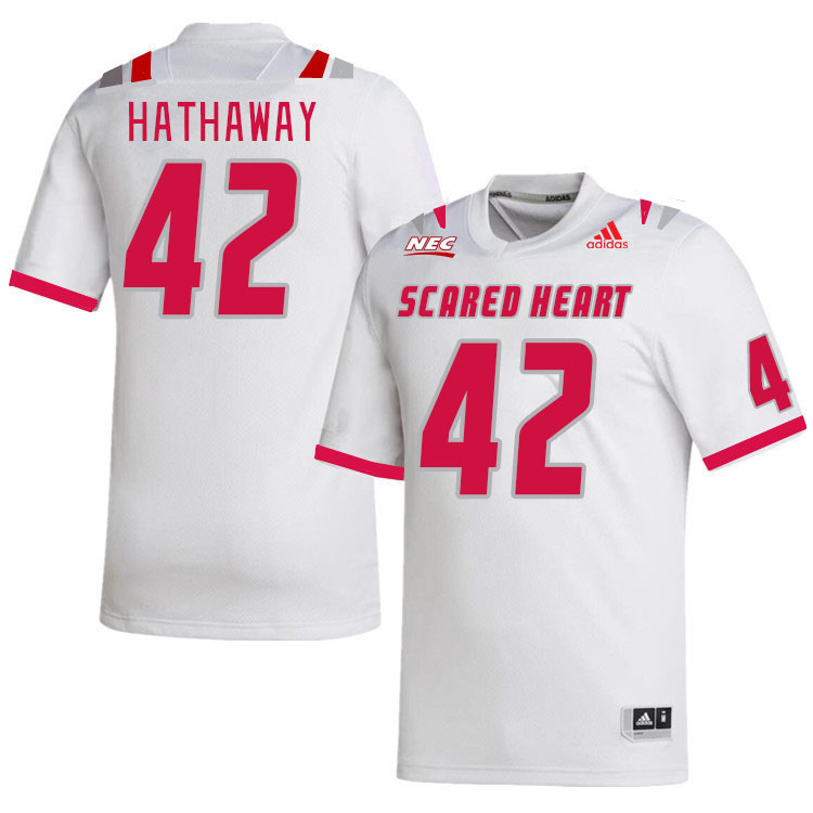 Men-Youth #42 Zach Hathaway Scared Heart Pioneers 2023 College Football Jerseys Stitched-White